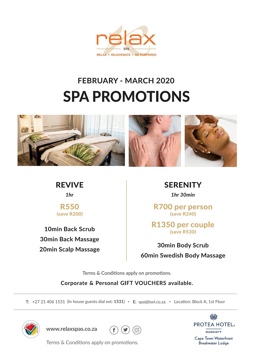 Relax InRoom Spas & Spa Suites in Cape Town Monthly Spa Specials